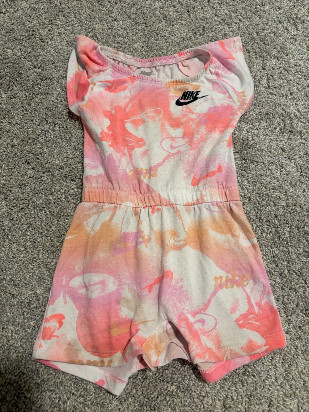 Nike Girls Pink & Peach Tie-Dye One-Piece Romper